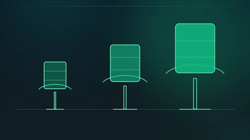 Ilustración de tres básculas de distinto tamaño con tambores de residuos, en la paleta verde de Ambiental