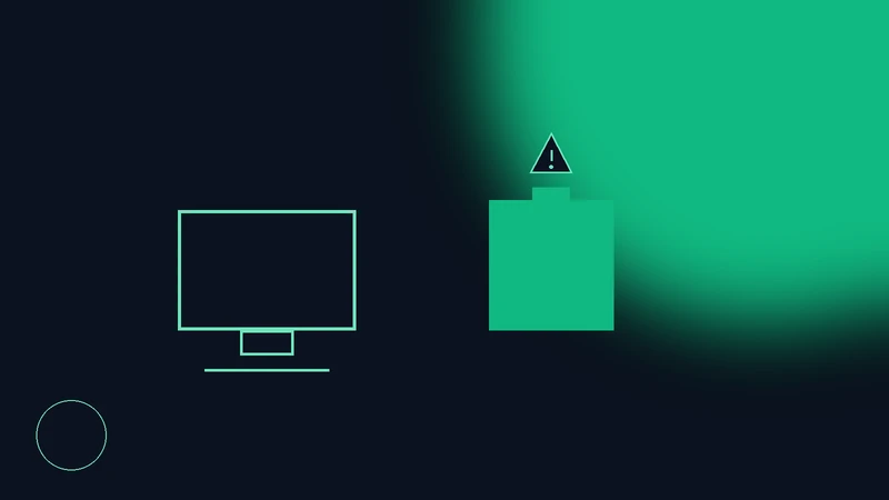 Ilustración de equipo electrónico y baterías desechados separados en dos flujos distintos, uno verde y otro con símbolo de peligro, en la paleta verde de Ambiental