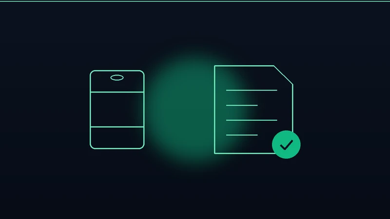 Ilustración de un tambor de residuos junto a un documento de registro con una insignia de verificación, en la paleta verde de Ambiental