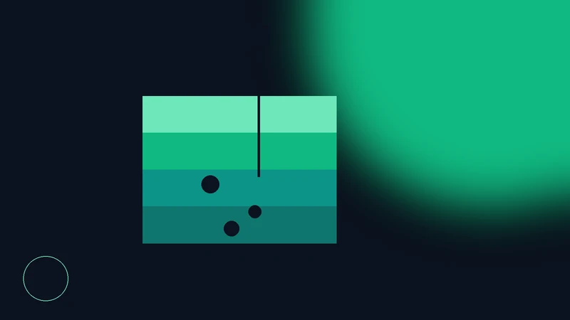 Ilustración de un corte transversal de suelo industrial mostrando capas contaminadas y un proceso de remediación, en la paleta verde de Ambiental